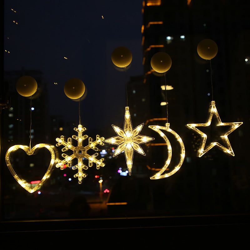 Twinkling Star Curtain Lights – Warm LED Christmas Decor